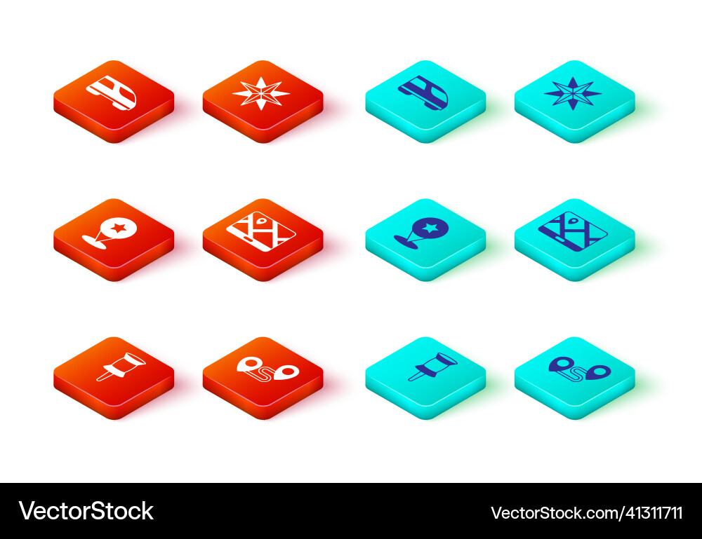 Set push pin route location map pointer Set push pin route location map pointer vector image