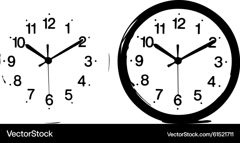 Two Analog Clocks - Different Times – Royalty-Free Vector | VectorStock