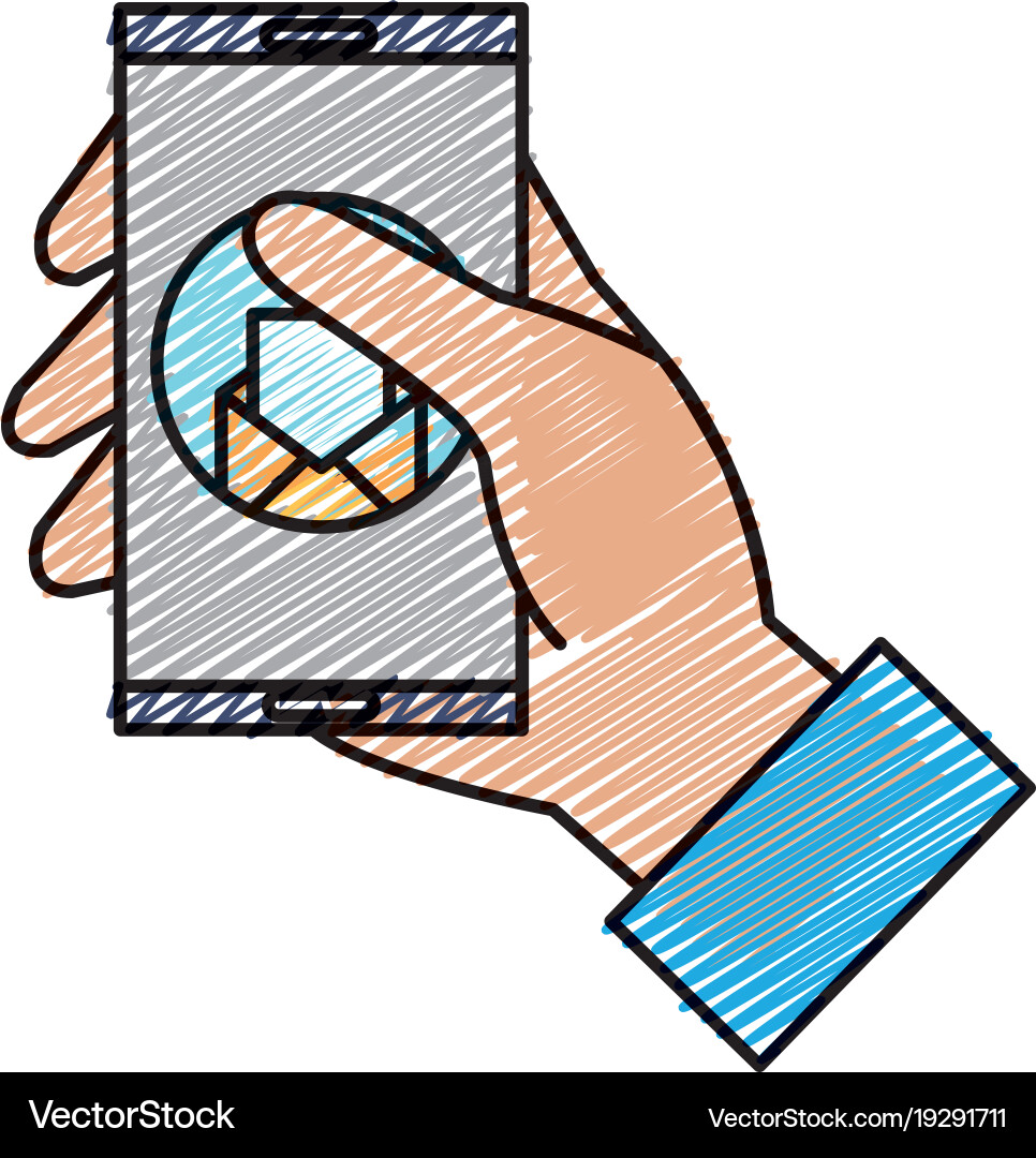 User with smartphone device and envelope Vector Image