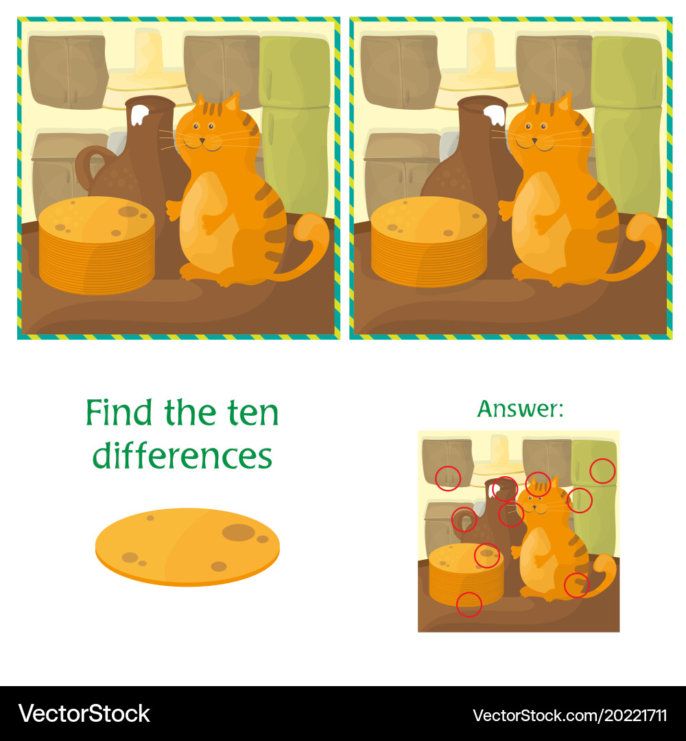 Vorschuldifferenzen Spiel - Kitten Puzzle Vektorbild