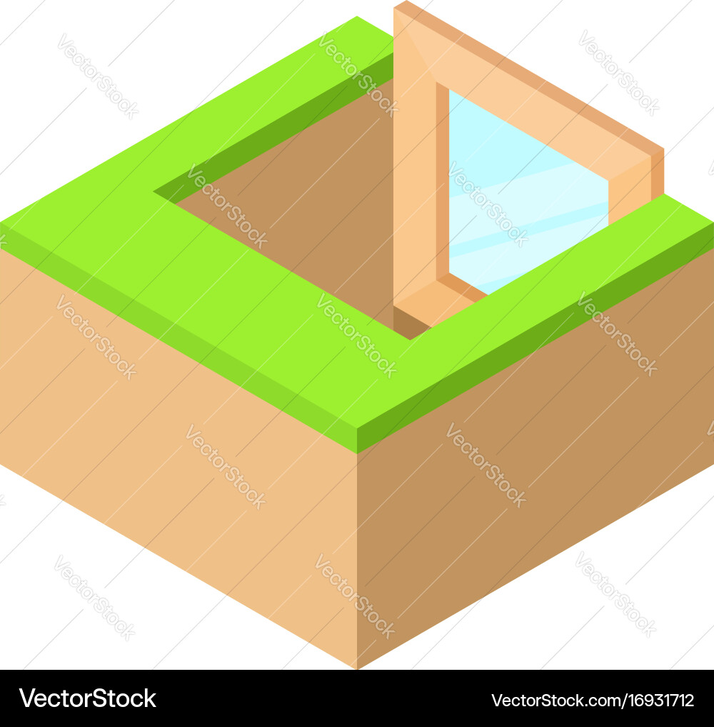 Basement window frame icon isometric 3d style vector image