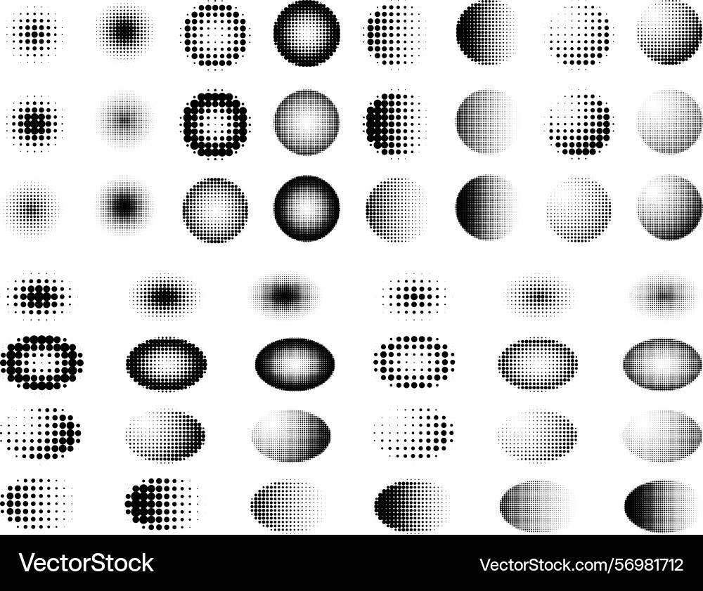 Circle gradient halftone pattern collection vector image