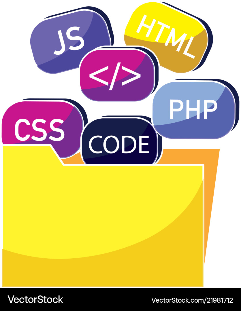 Folder file with programming code technology vector image