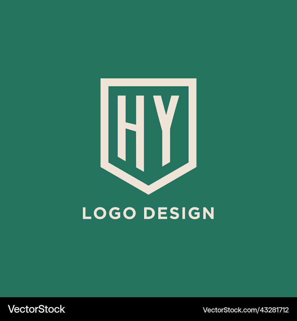 Hy initial logo monogram shield geometric shape Vector Image