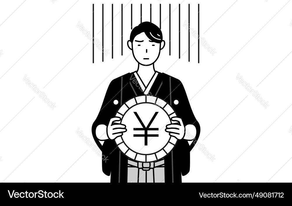 Man wearing hakama with crest an image Vector Image