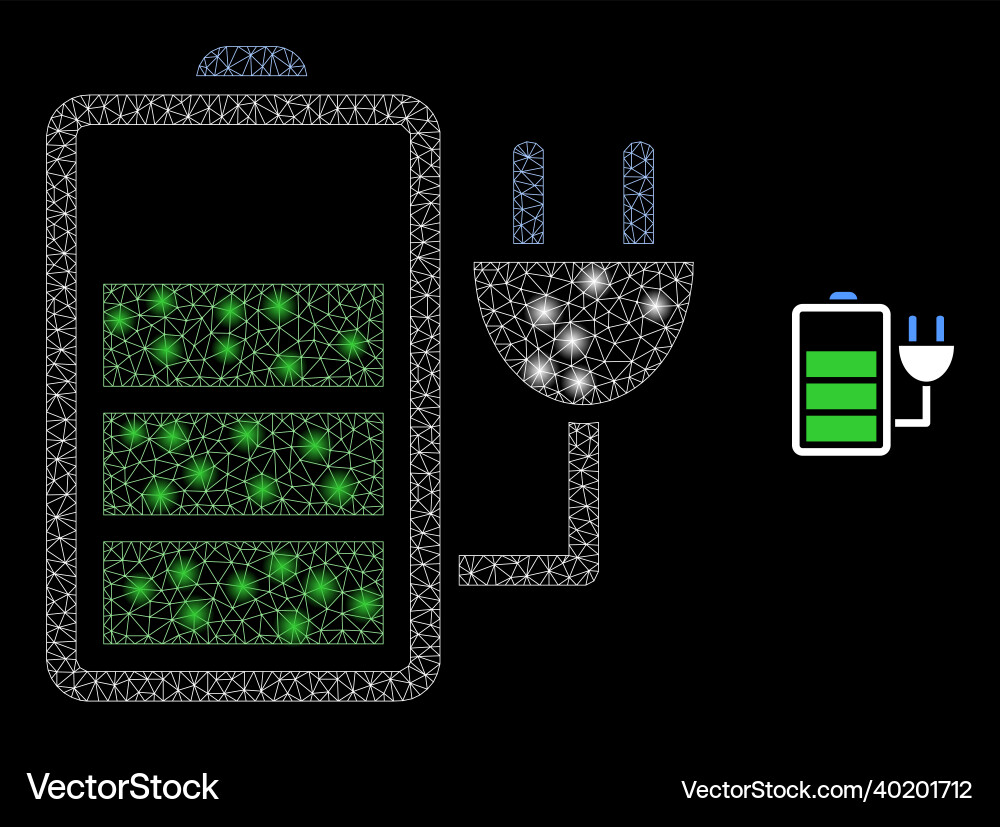 Mesh net charge battery with bright network Mesh net charge battery with bright network vector image