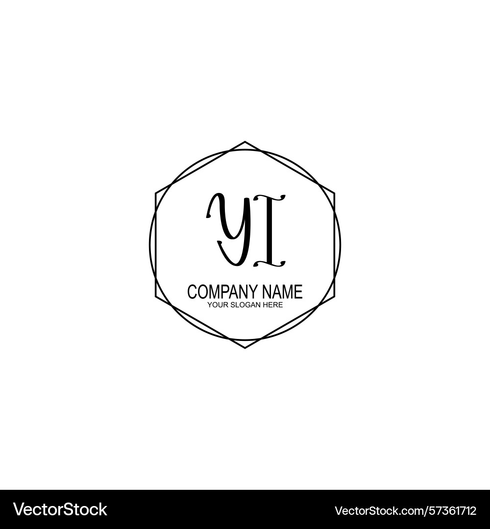 Minimalist handwritten yi initial logos with soft Vector Image