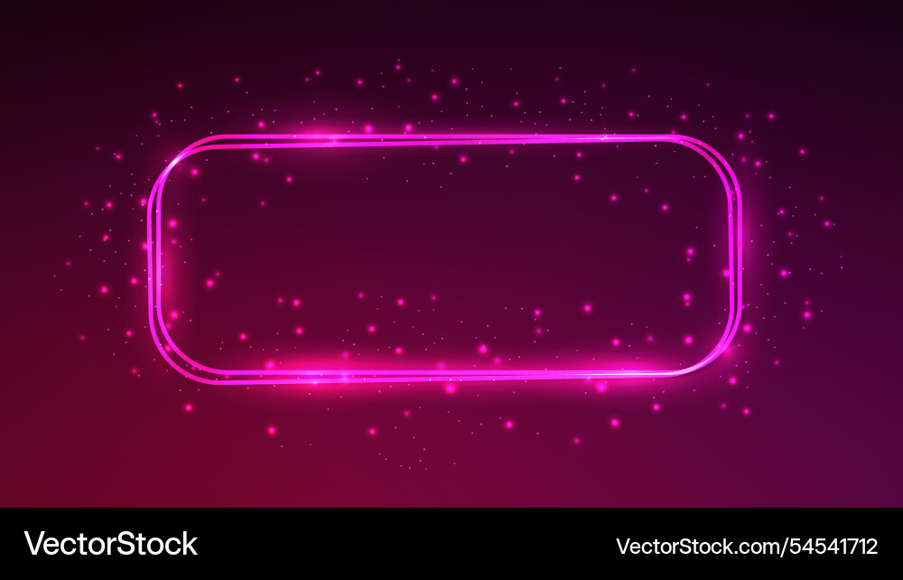 Neon double rounded rectangular frame Neon double rounded rectangular frame vector image