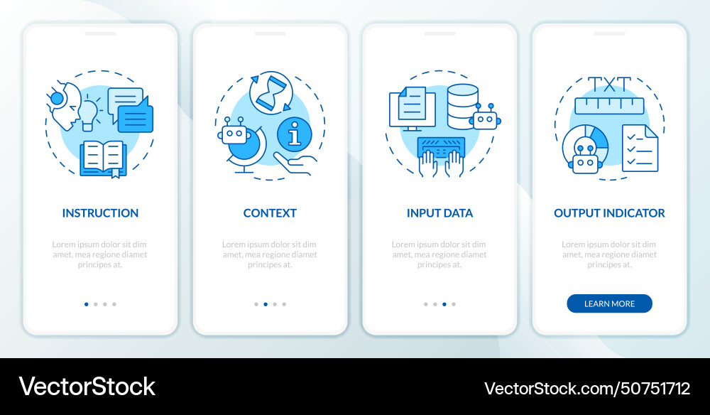 Prompt key elements blue onboarding mobile app Prompt key elements blue onboarding mobile app vector image