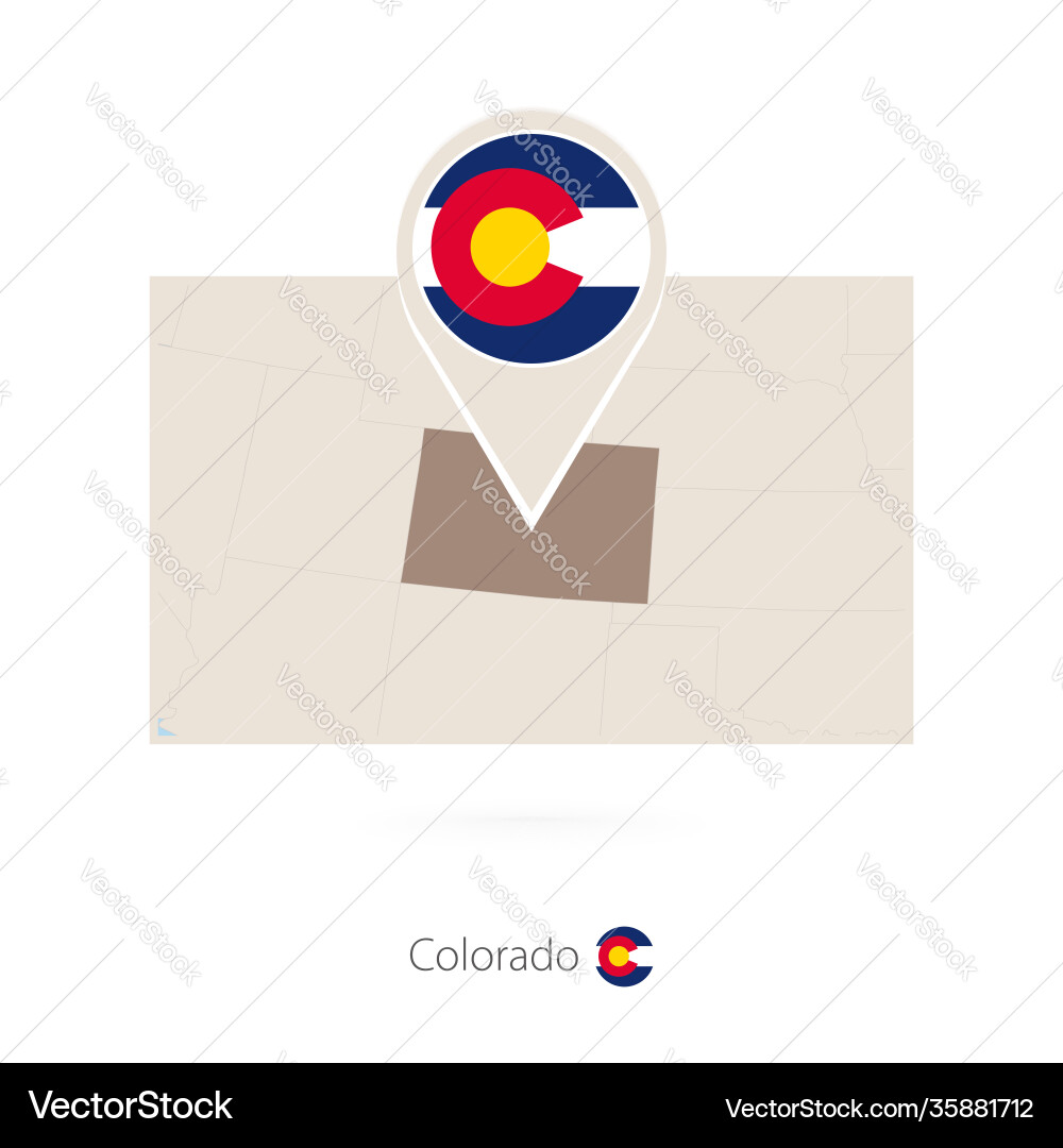Rectangular map us state colorado with pin Rectangular map us state colorado with pin Vector Image