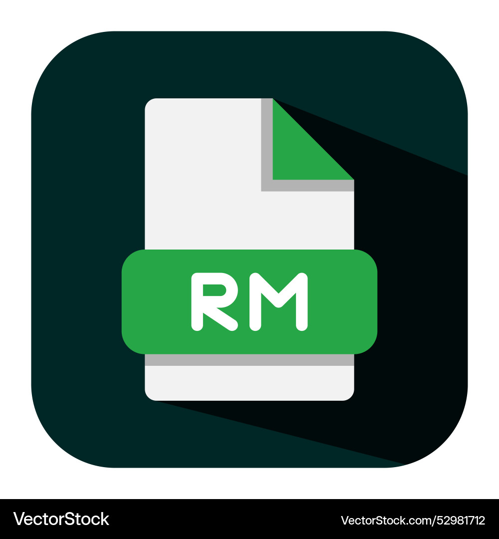 Rm file type flat icon with simple design Rm file type flat icon with simple design Vector Image