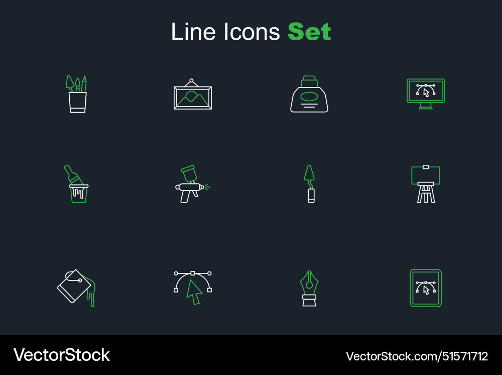 Set line computer with design program fountain Set line computer with design program fountain vector image