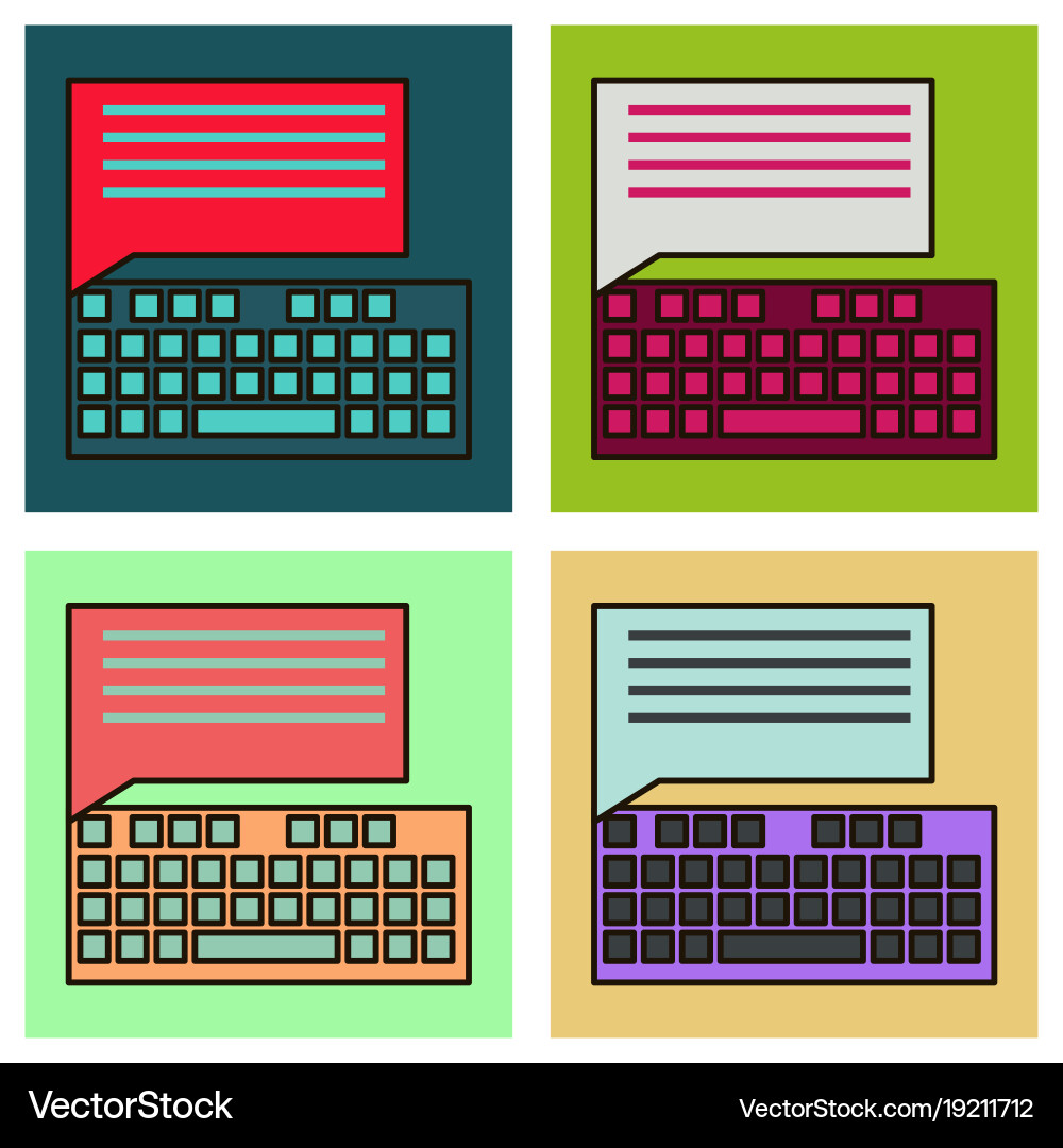 Set of flat line icon concept new email inbox Vector Image