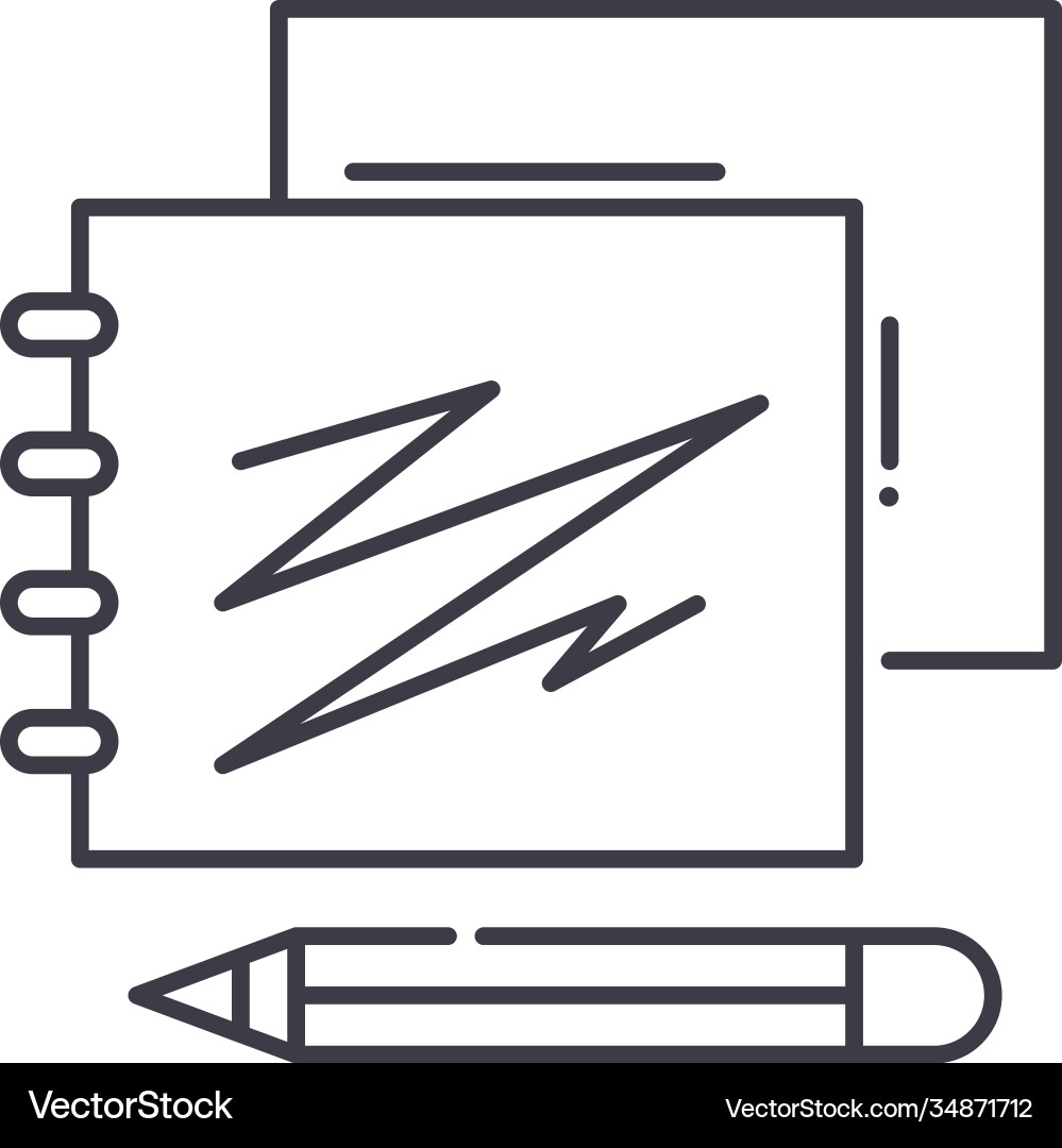 Sketchbook concept icon linear isolated Sketchbook concept icon linear isolated vector image