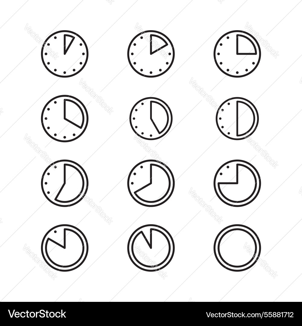 Stopwatch icon set timer clock Stopwatch icon set timer clock vector image
