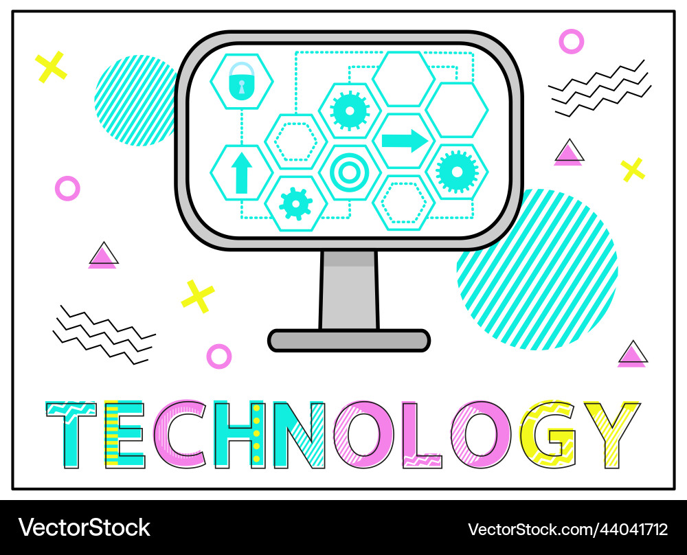 Technical support computer service settings Technical support computer service settings vector image