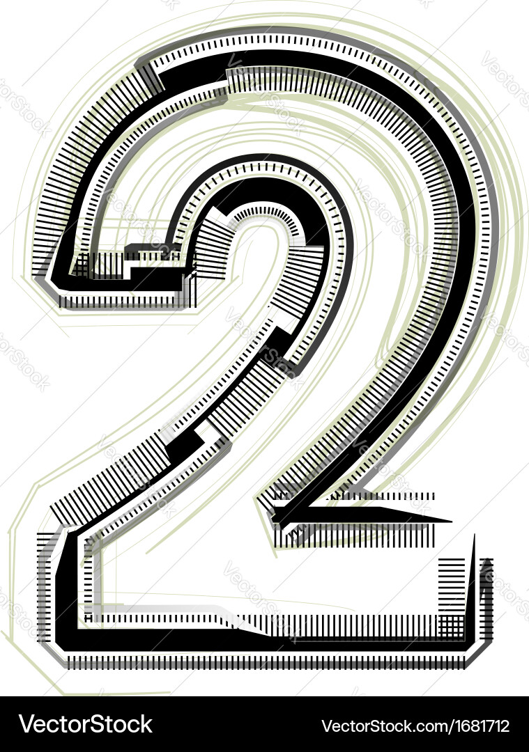 Technological Number 2 Font vector image