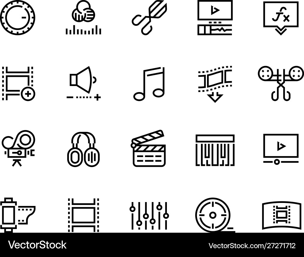 Video Editing & Color Grading Icons Vector Image