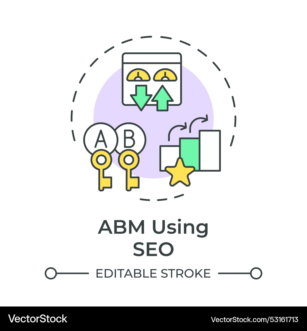 Abm using seo multi color concept icon Abm using seo multi color concept icon vector image