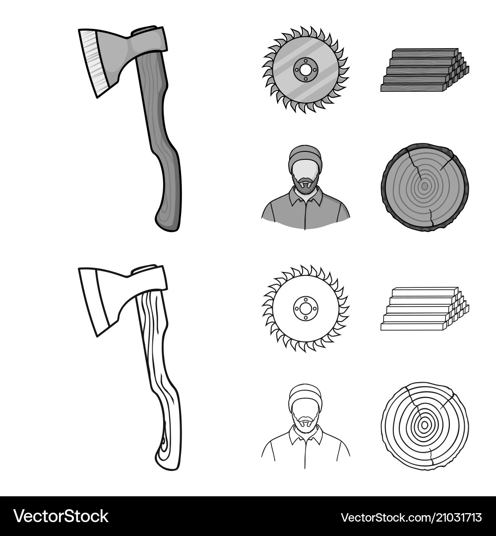Circular saw a working carpenter stack of logs Vector Image