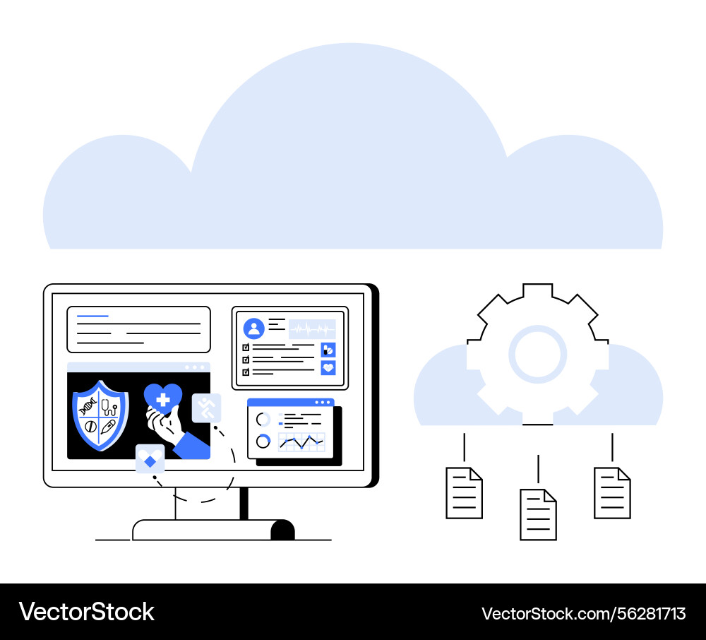 Cloud-based data management with security vector image