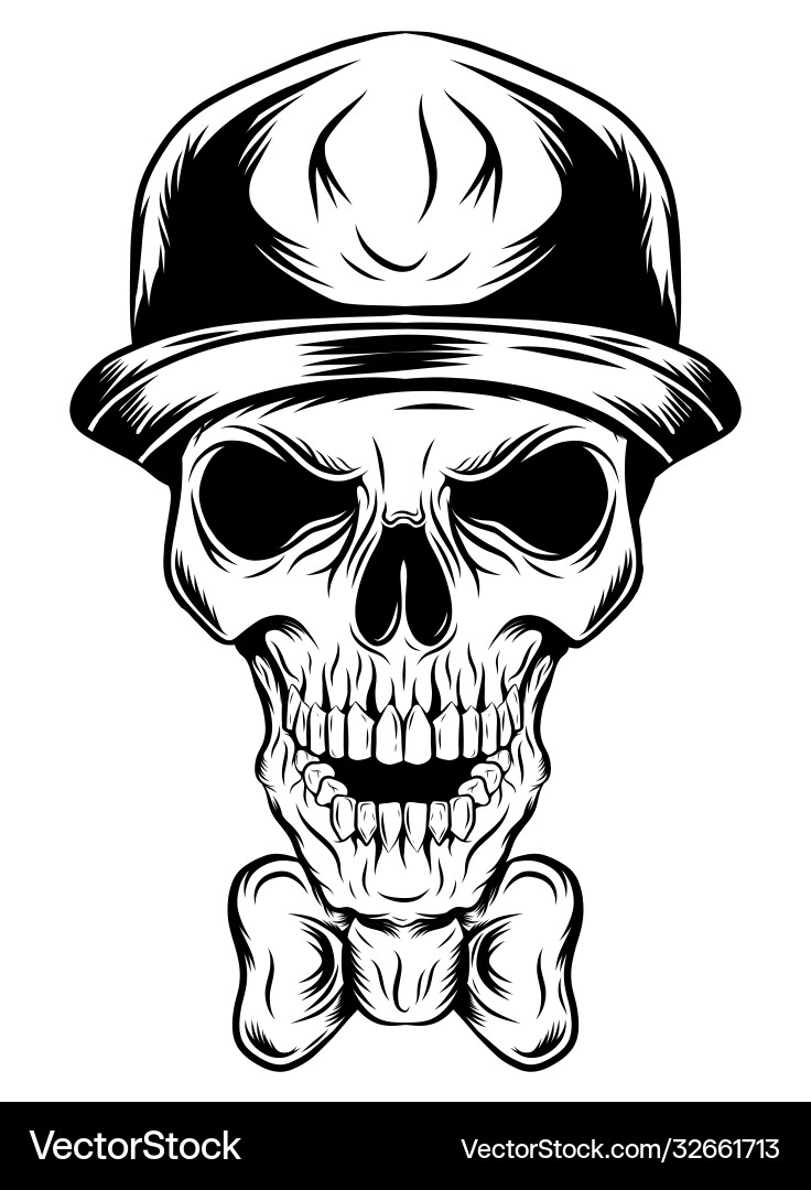 Clown Skull in Cylinder Hat vector image