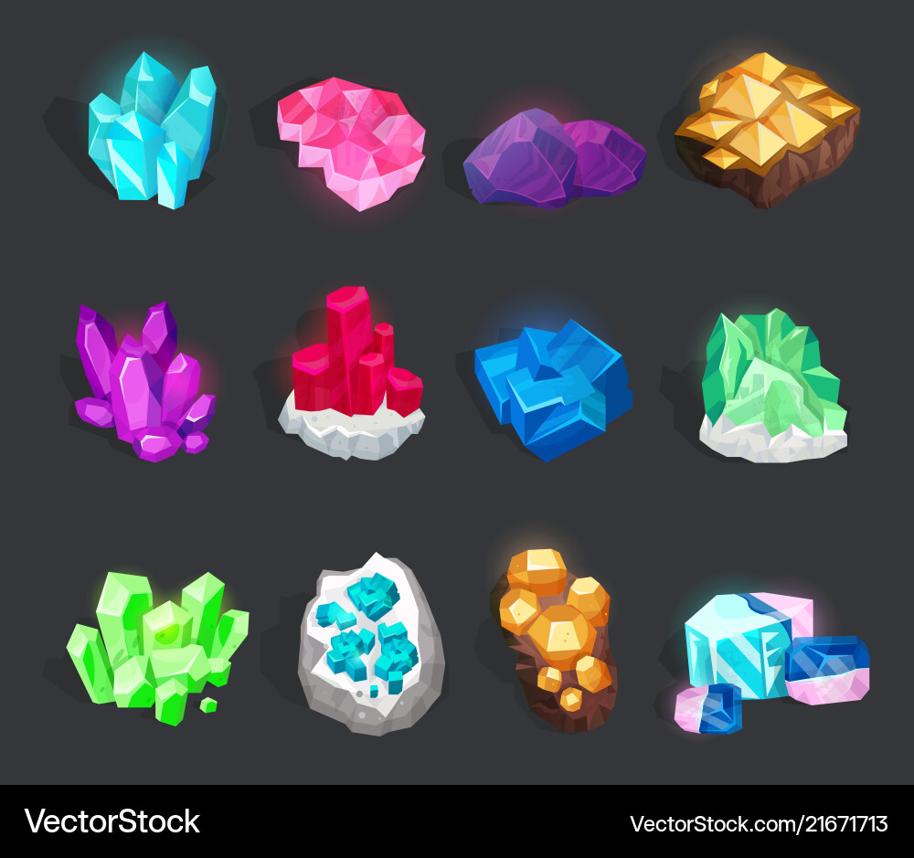 Crystal Mineral Collection - Shiny Stones Vektorbild