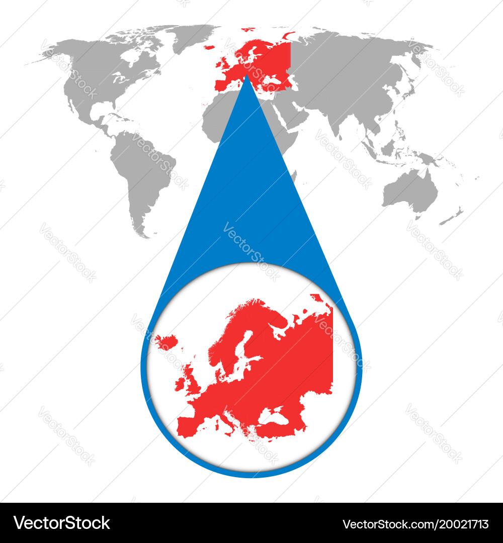 Europe Map with Magnifying Glass Vector Image