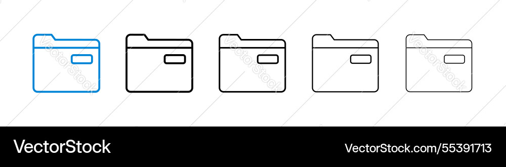 Folder icons in five different stroke sizes Vector Image