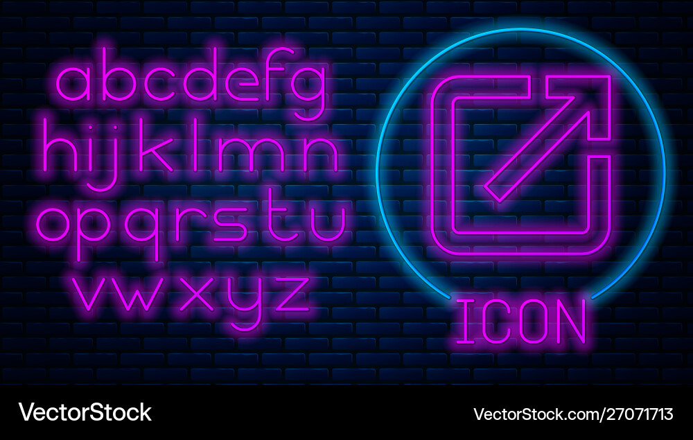 Glowing neon open in new window icon isolated Vector Image