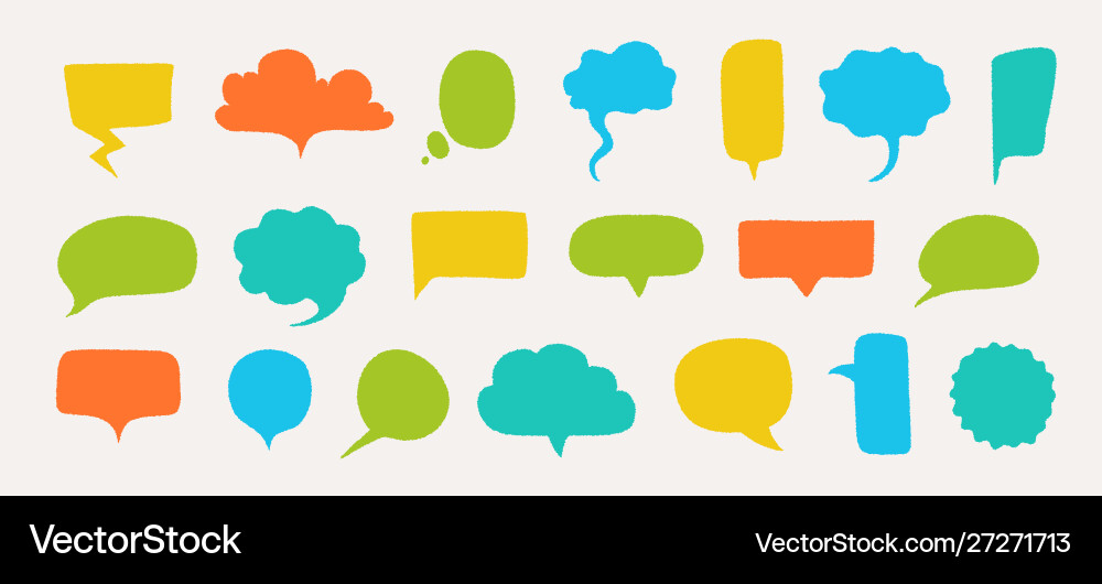 Hand drawn speech bubbles doodle text shapes vector image