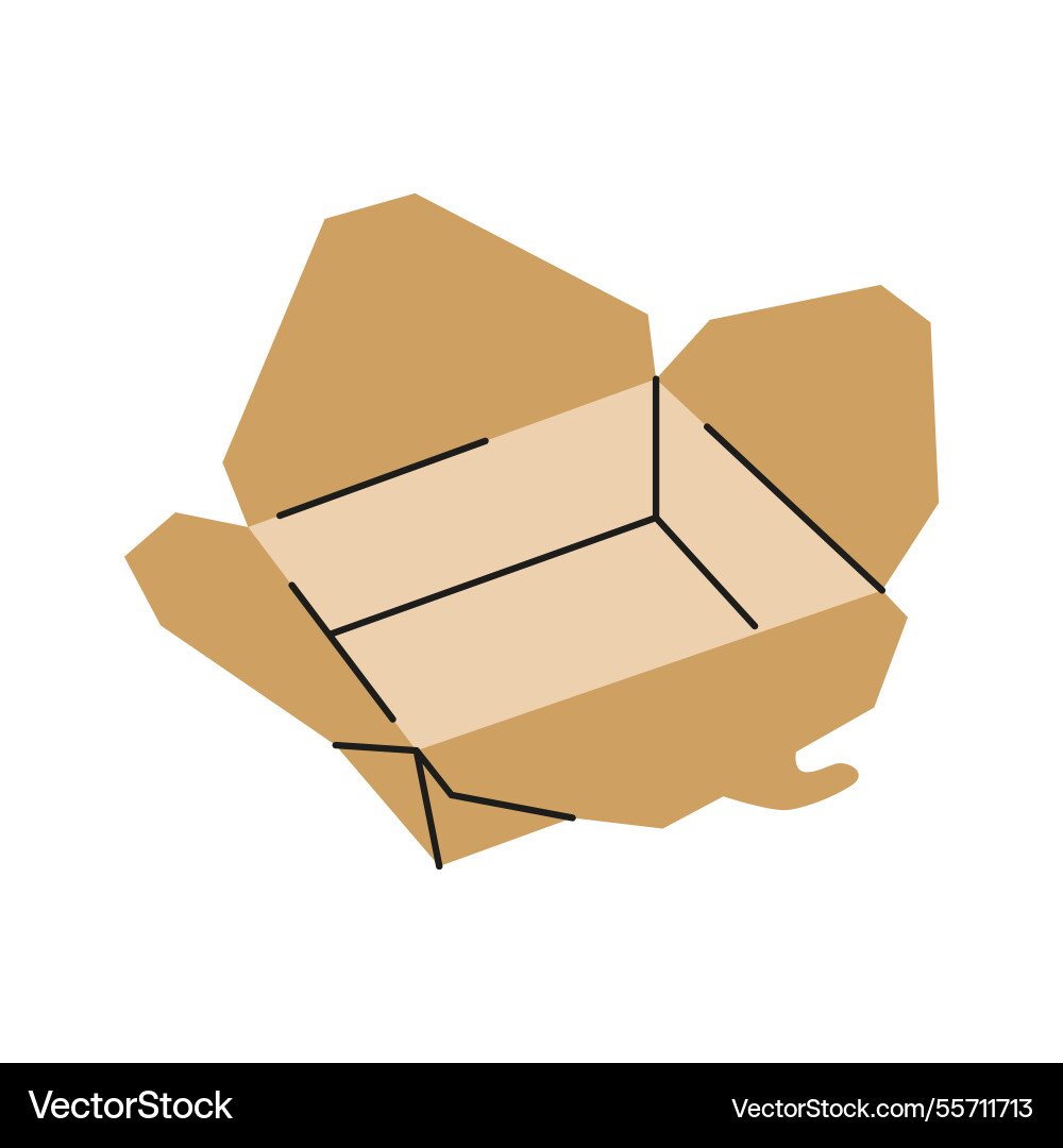 Image features an open cardboard box Vector Image