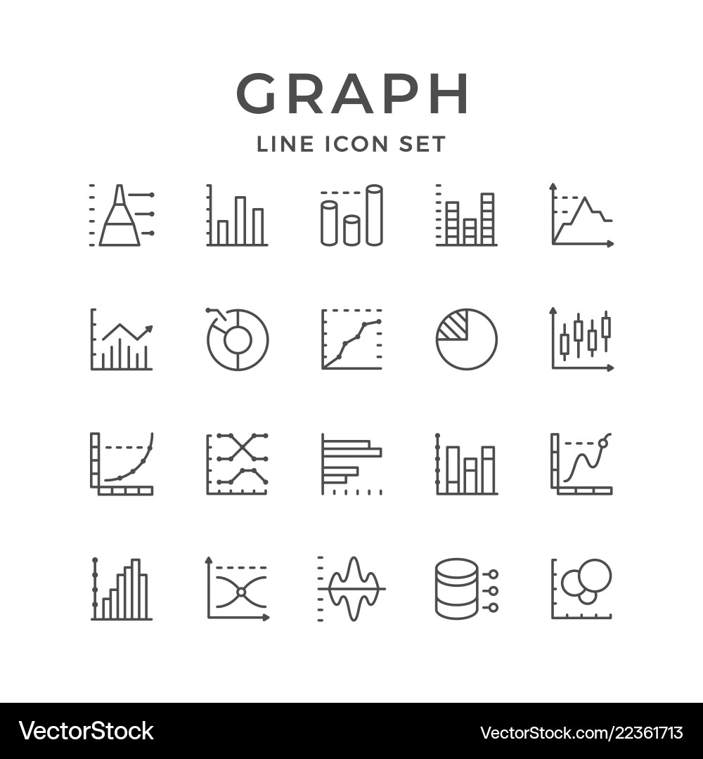 Line Icons: Charts & Diagrams vector image