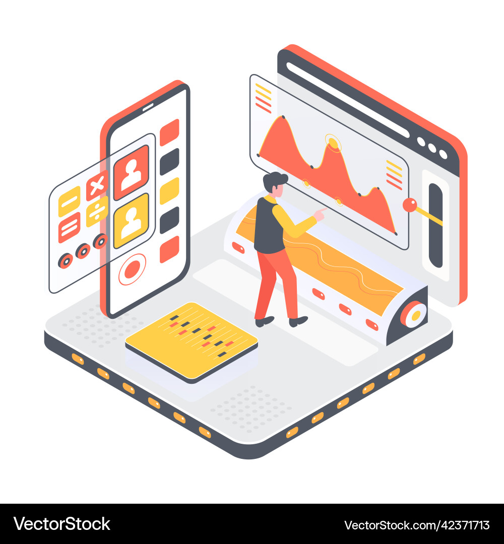 Management dashboard of key performance indicators vector image