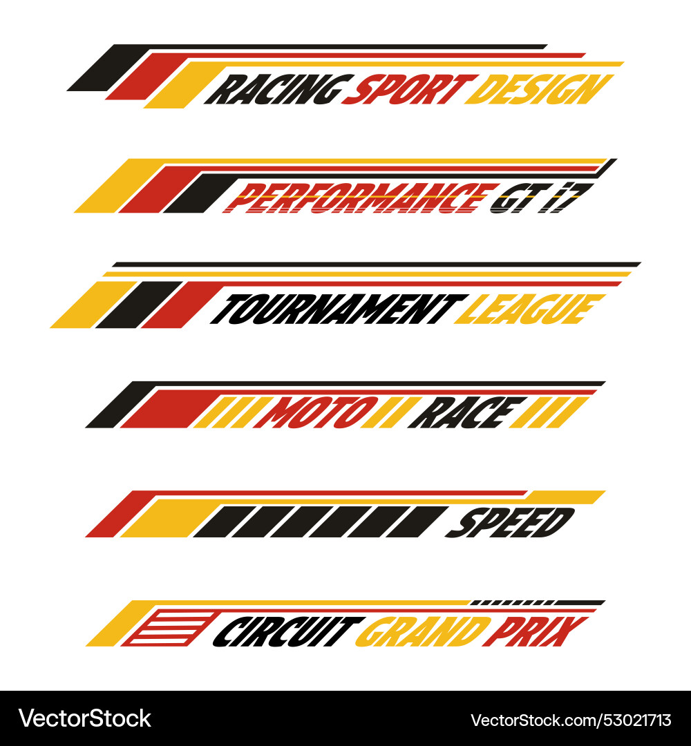 Race best colour decals Royalty Free Vector Image