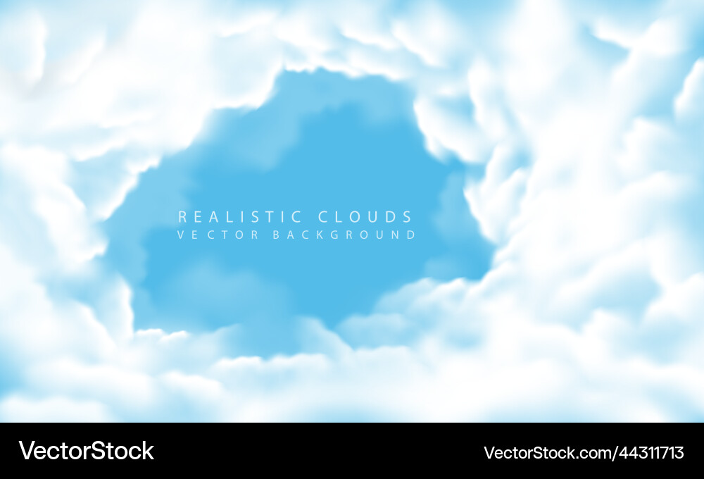 Realistic white cloud fog smoke on blue sky blank Realistic white cloud fog smoke on blue sky blank vector image