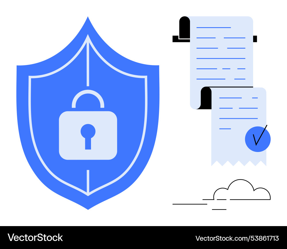 Secure document protection concept with shield Secure document protection concept with shield vector image