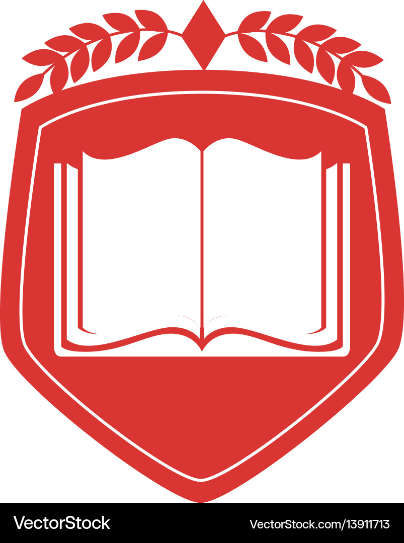 Shield with leaves and open notebook vector image