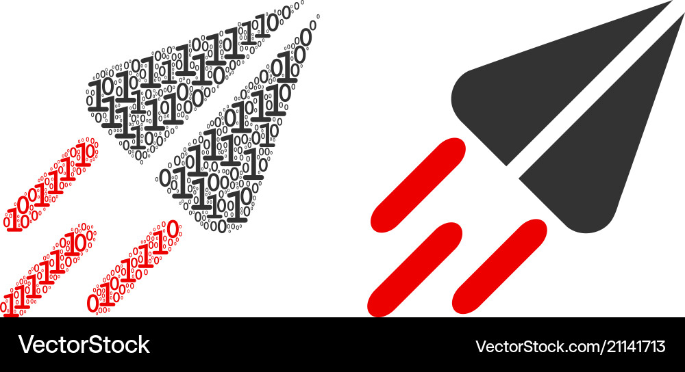 Space ship collage of binary digits Space ship collage of binary digits vector image
