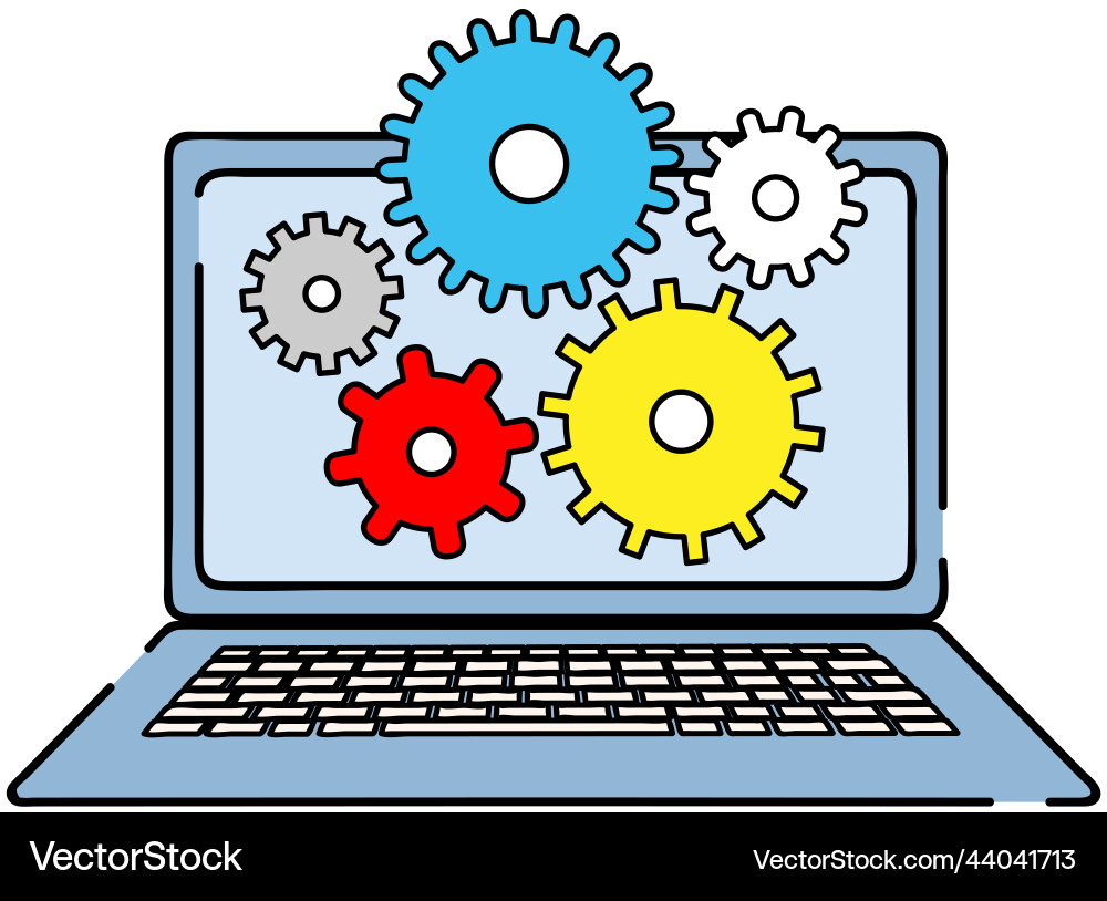 Technical support computer service concept gear Technical support computer service concept gear vector image