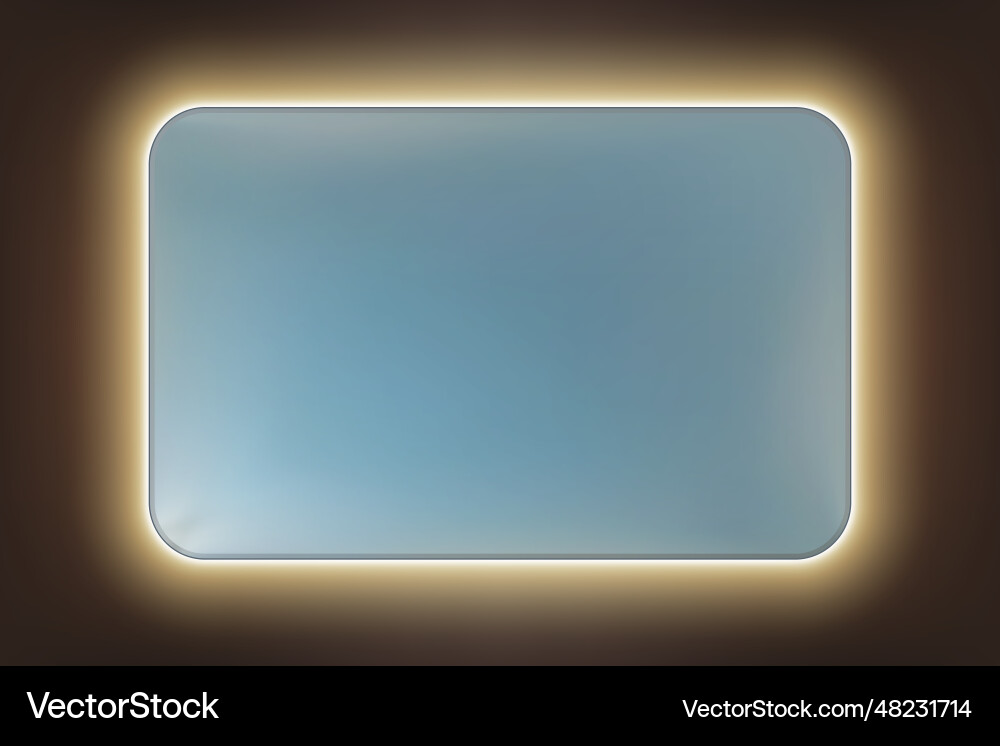 A rectangular mirror with rounded corners and rear A rectangular mirror with rounded corners and rear vector image