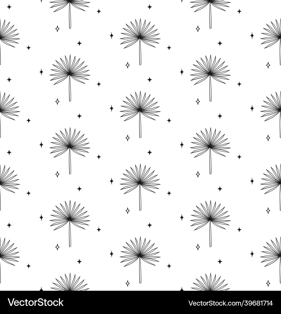 Abstract background seamless pattern palm and star vector image