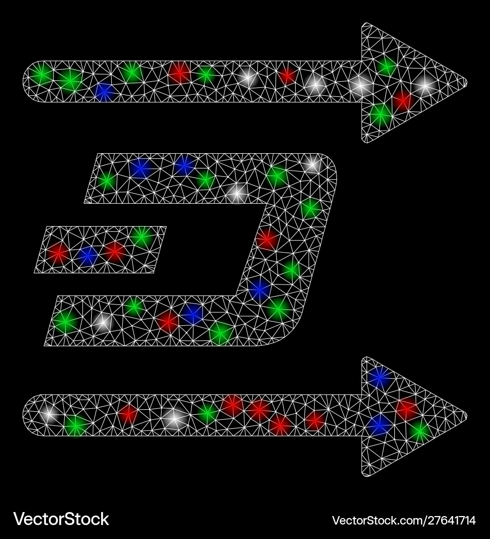 Bright mesh network dash send arrows with flare Vector Image
