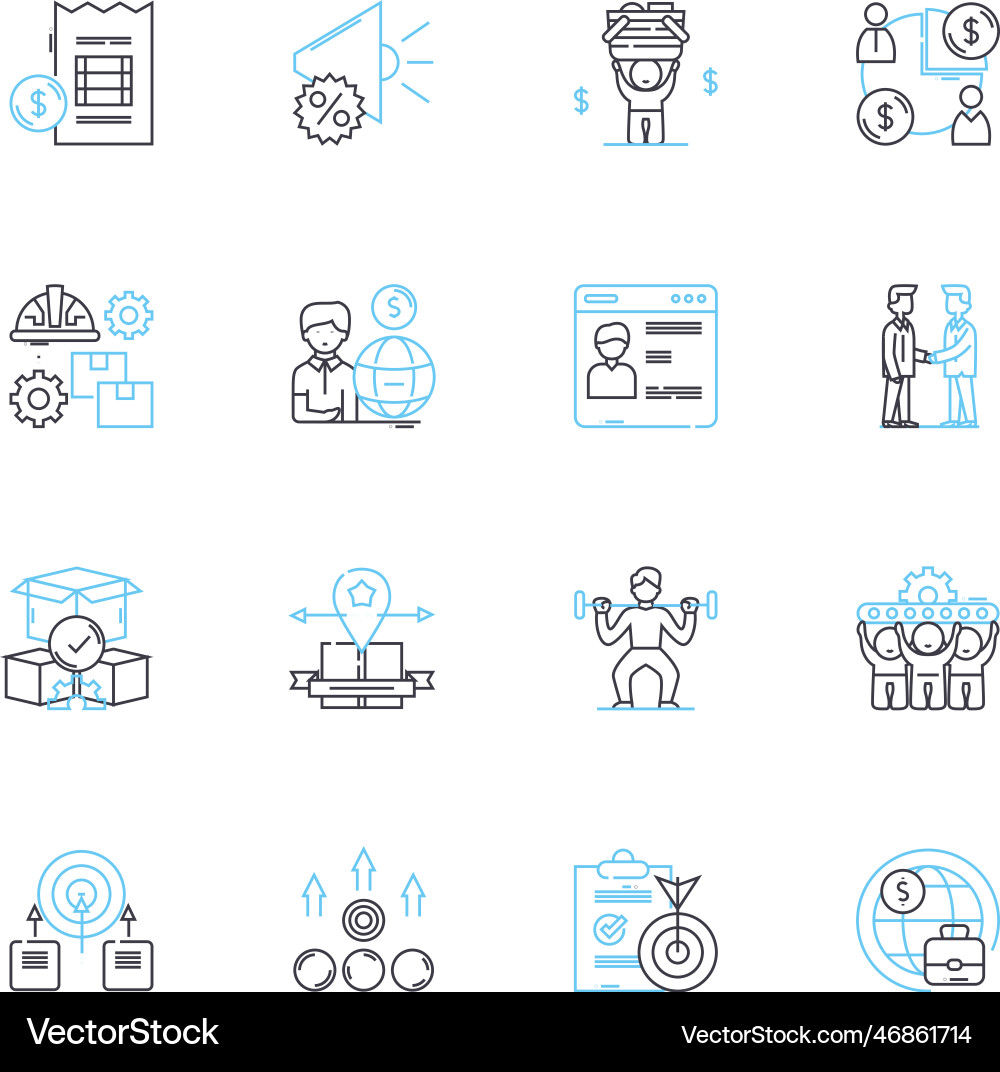 Business analytics linear icons set metrics vector image