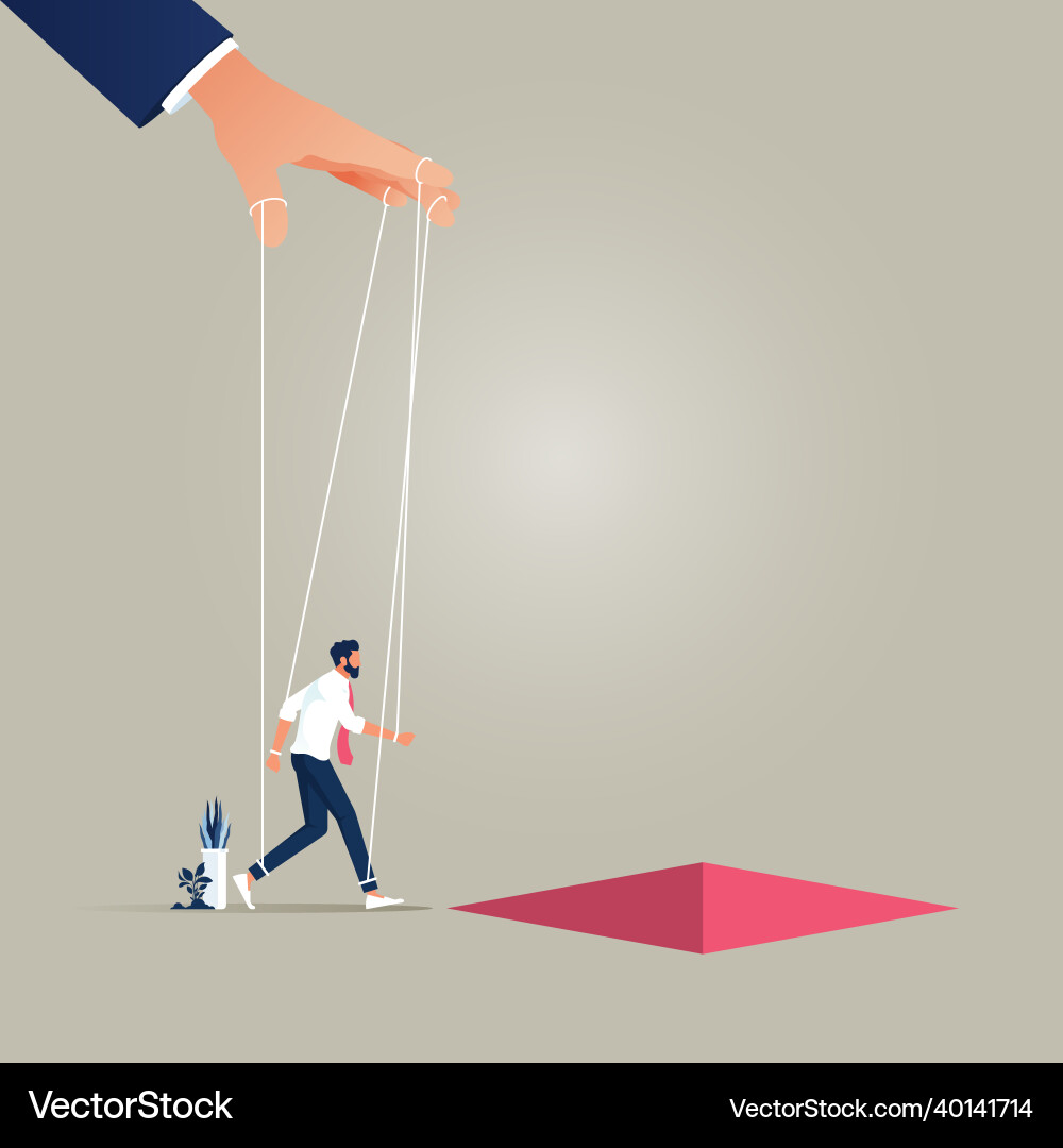 Businessman controlled as puppet on strings Businessman controlled as puppet on strings vector image