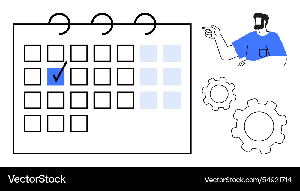 Calendar with marked date person pointing vector image