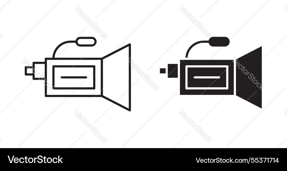 Camcorder icon set in thin line for web Camcorder icon set in thin line for web vector image