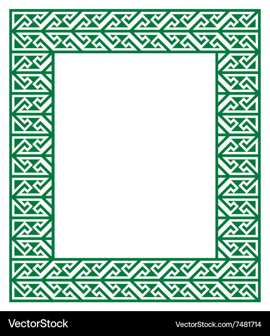 Celtic key pattern - green frame border Vector Image