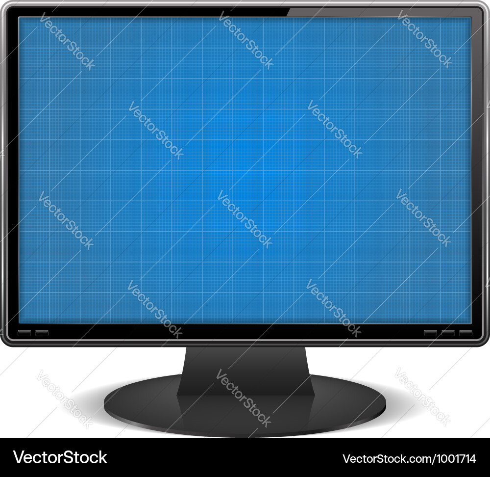 Computer Monitor with Graph Paper Vector Image
