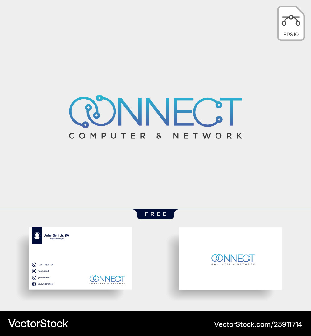 Connect text logo template icon element vector image